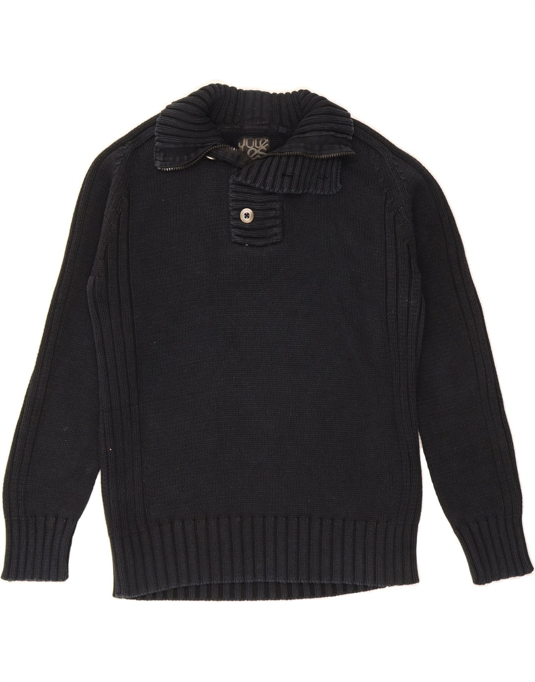 JULES Mens Zip Neck Jumper Sweater Large Navy Blue Cotton Vintage Jules and Second-Hand Jules from Messina Hembry 