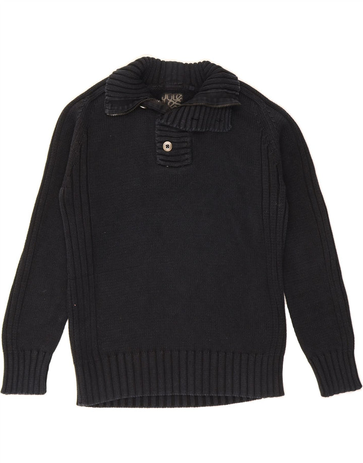 JULES Mens Zip Neck Jumper Sweater Large Navy Blue Cotton Vintage Jules and Second-Hand Jules from Messina Hembry 
