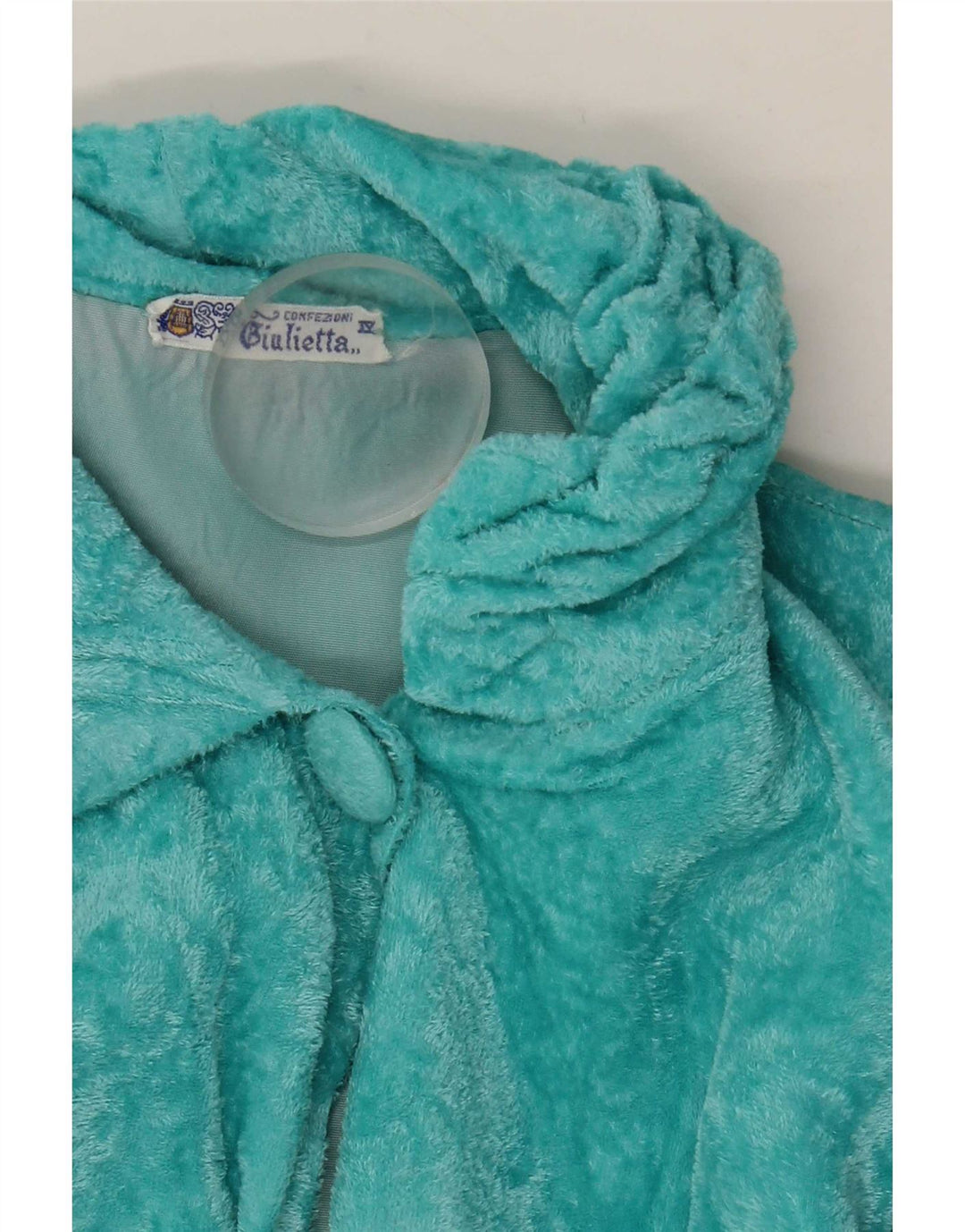Abito vintage da donna in velluto a vestaglia UK 14 blu medio