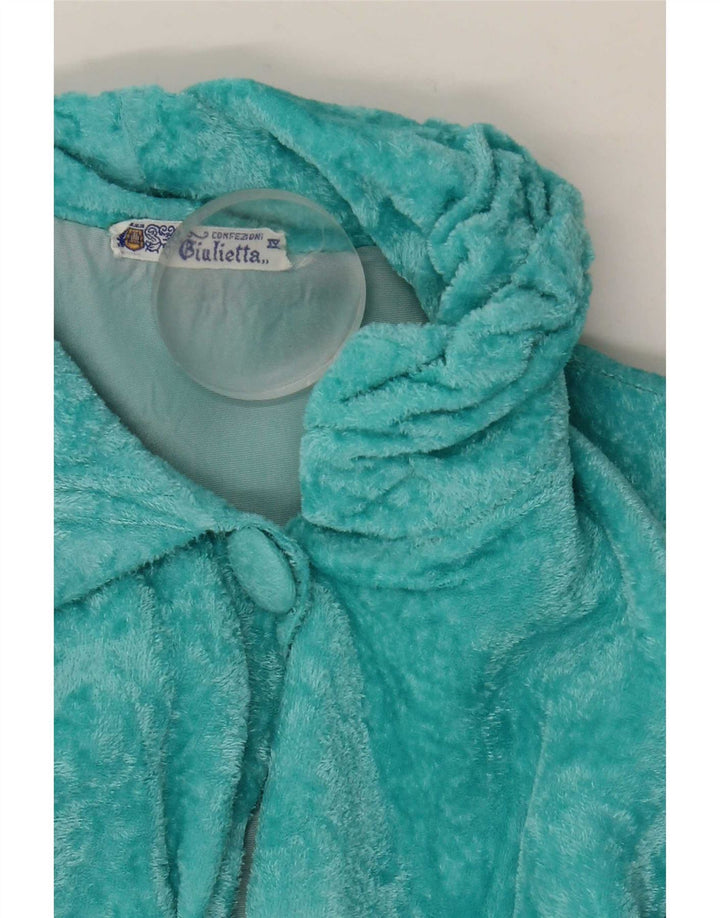 Abito vintage da donna in velluto a vestaglia UK 14 blu medio