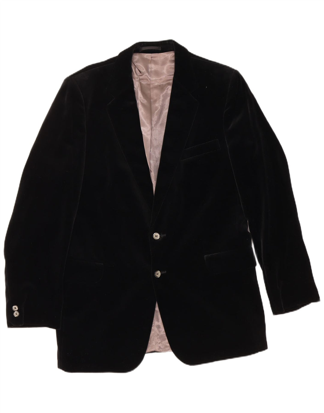 SHANNON Giacca blazer in velluto a 2 bottoni da uomo UK 40 grande nera