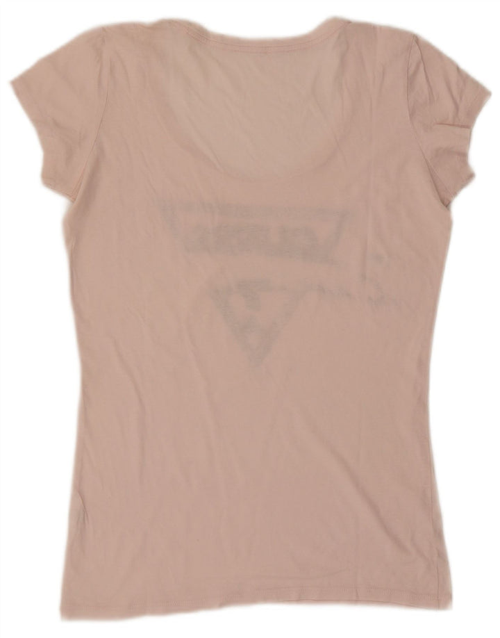 GUESS Womens Graphic T-Shirt Top UK 12 Medium Pink