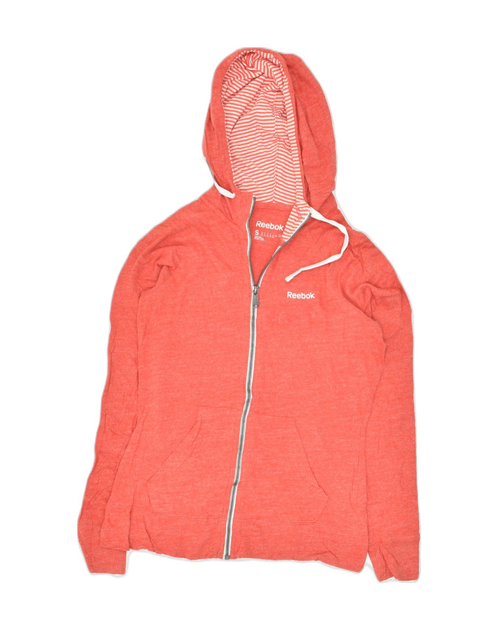 REEBOK Womens Zip Hoodie Sweater UK 10 Small Red Cotton | Vintage Reebok | Thrift | Second-Hand Reebok | Used Clothing | Messina Hembry 