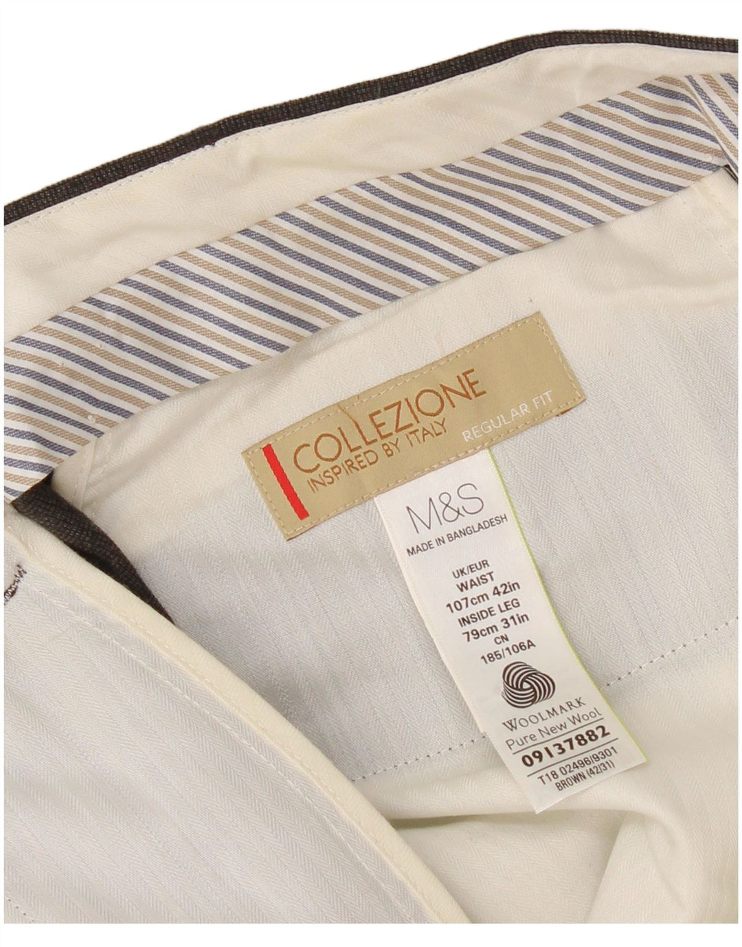 Pantaloni casual vestibilità regolare da uomo Marks & Spencer W42 L31 lana nera