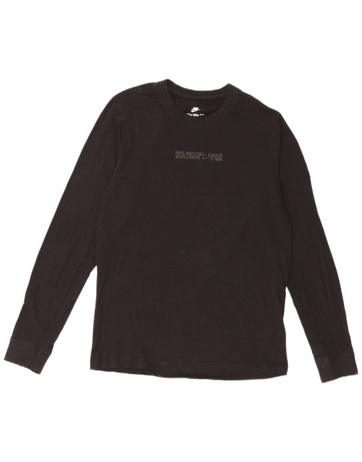 Nike Maglietta grafica da uomo a maniche lunghe piccola in cotone nero