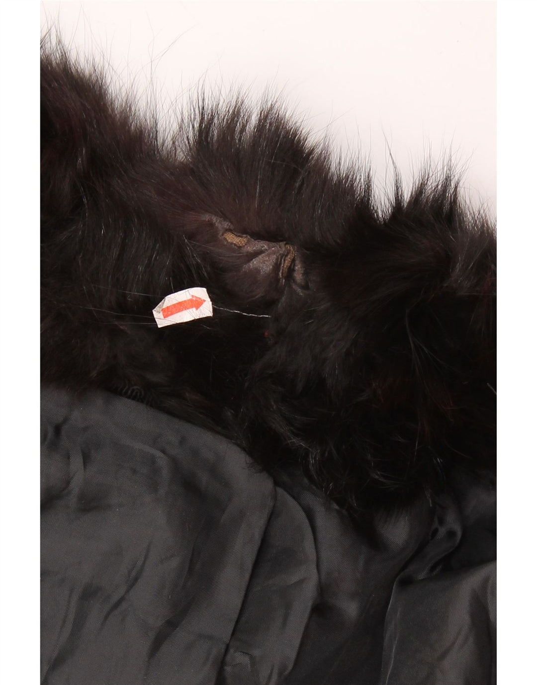 Giacca in pelle da donna vintage con pelliccia UK 14 media nera