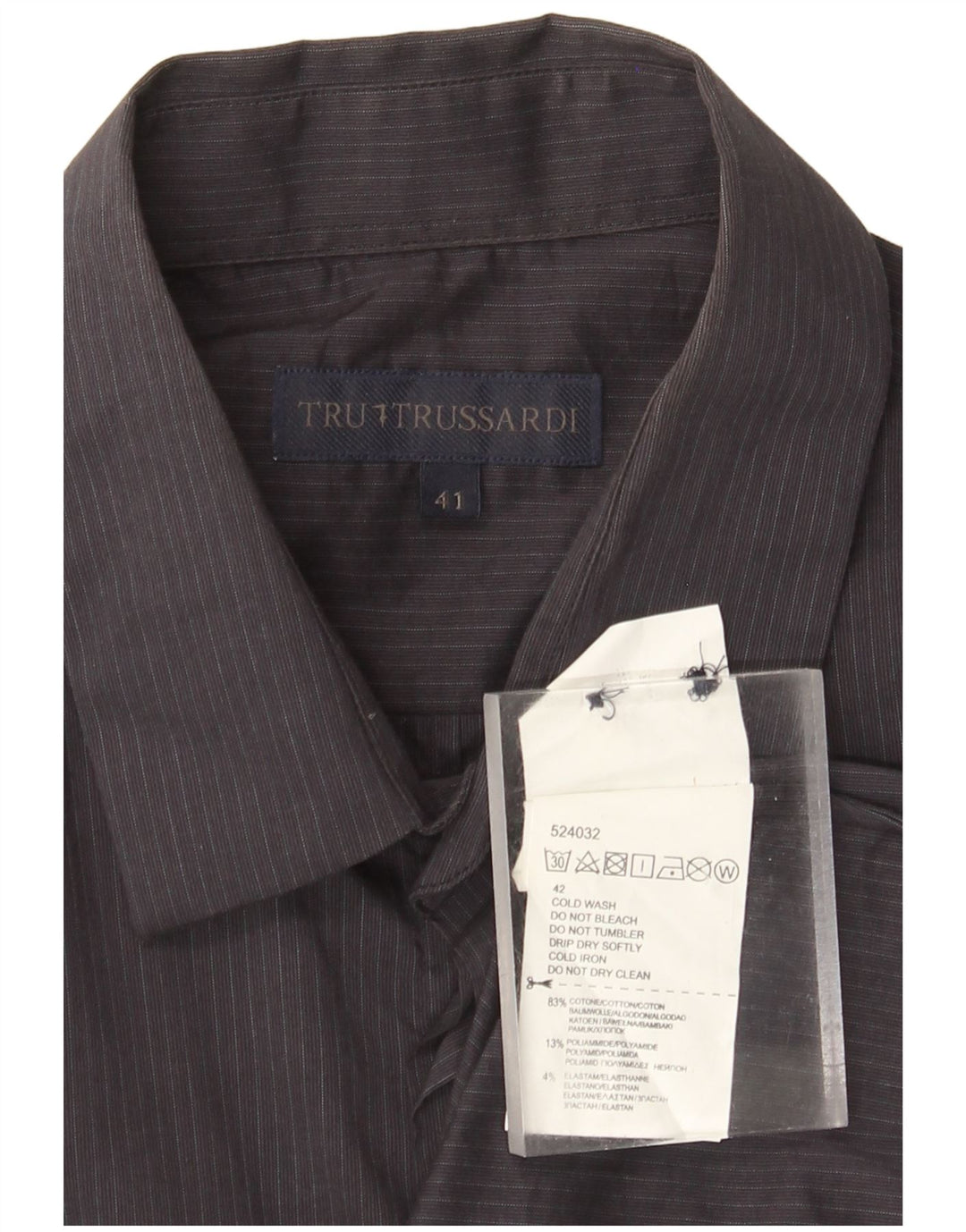 Camicia Trussardi Uomo Taglia 41 Media Cotone Gessato Nero