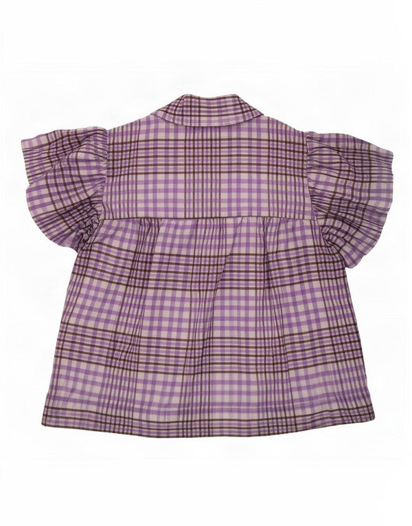 Selected Femme Womens Front Tie Blouse Top UK 12 Medium Purple Check