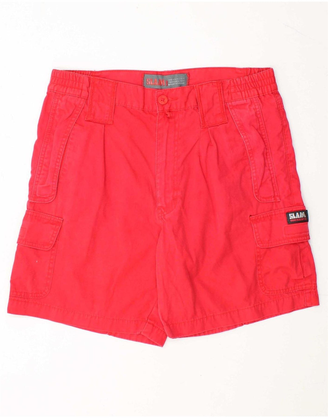 SLAM Mens Cargo Shorts Medium W32  Red Cotton