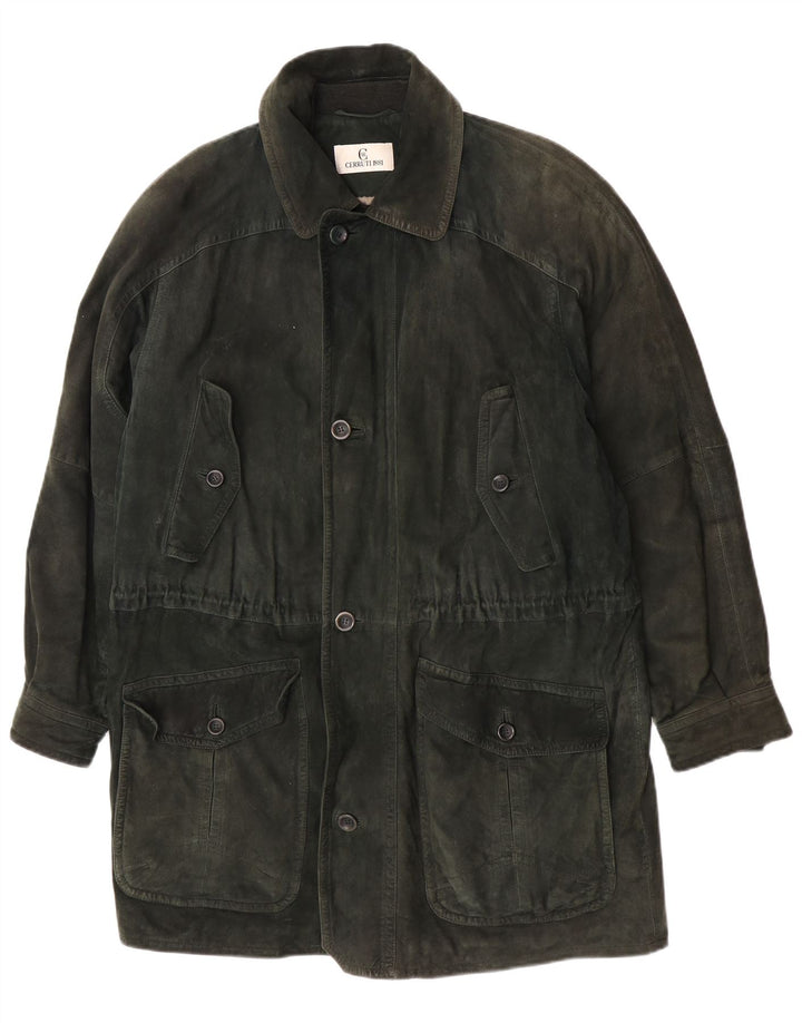 Giacca a vento da uomo in pelle scamosciata Cerruti 1881 IT 50 Large Verde