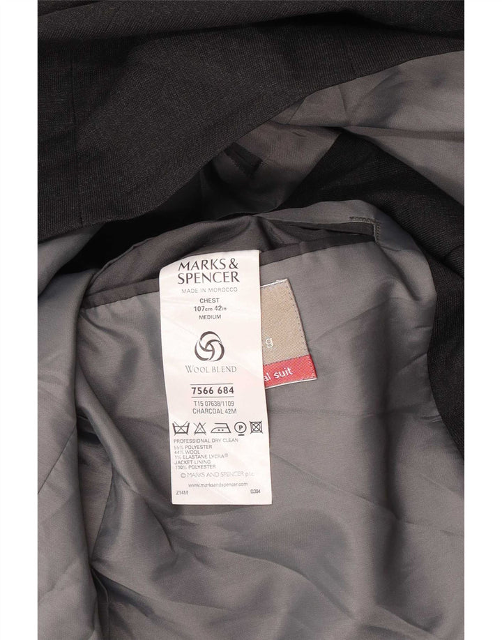 Giacca blazer a 3 bottoni Marks & Spencer da uomo UK 42 grande poliestere grigio