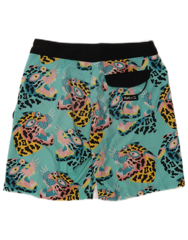 Pantaloncini da bagno con grafica Hurley da donna, piccola stampa animalier turchese
