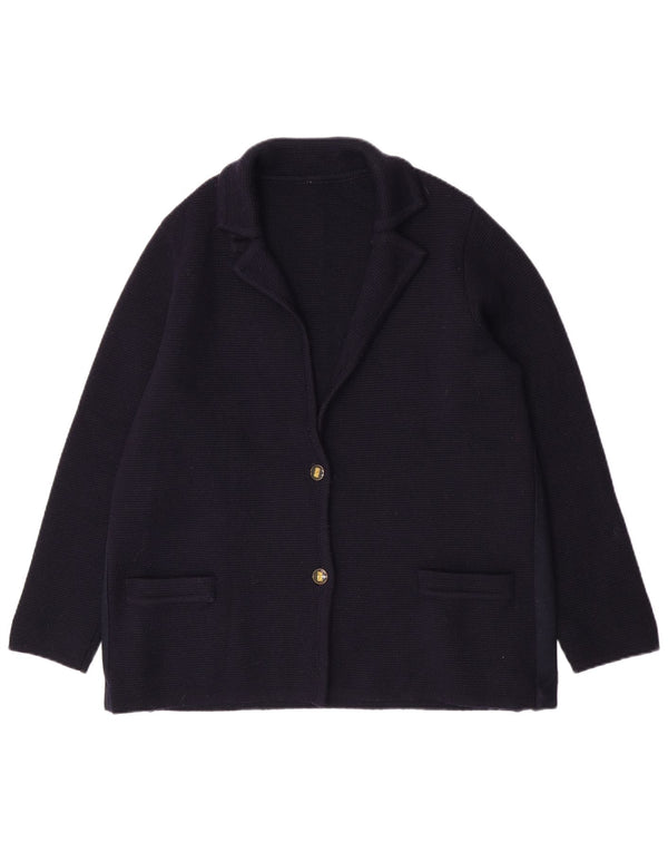 Giacca blazer vintage da donna a 2 bottoni UK 12 medio blu navy