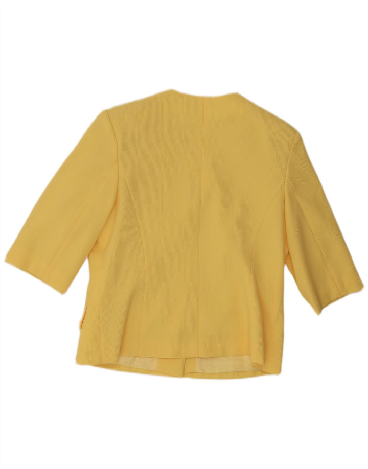 Giacca blazer vintage da donna a maniche corte a 4 bottoni UK 12 giallo medio