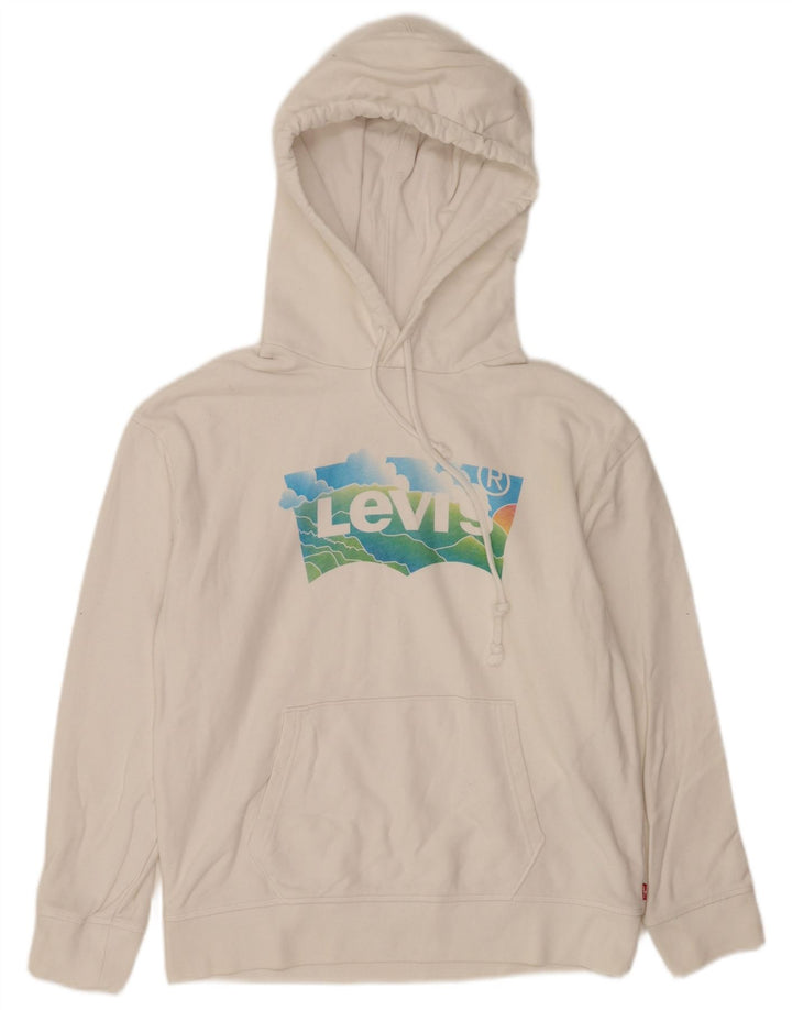 Maglione con cappuccio grafico da uomo Levi's piccolo in cotone bianco