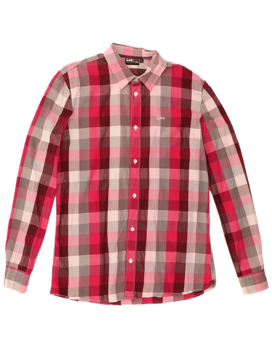Camicia da uomo Lee grande in cotone a quadretti rosa