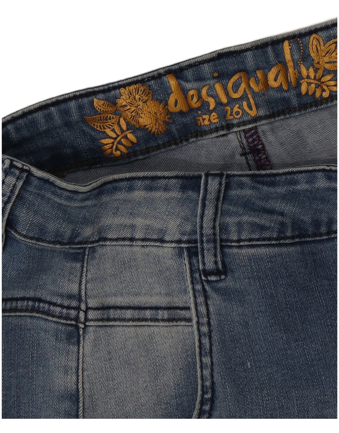 Jeans slim invecchiati Desigual da donna W26 L26 blu floreale