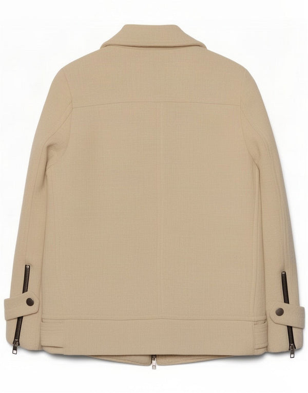 Giacca da motociclista da donna Zara UK 10 piccola in cotone bianco sporco