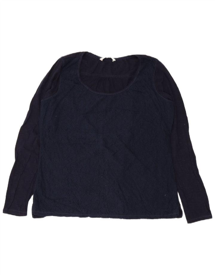 Camicetta a maniche lunghe da donna Fat Face Top UK 18 XL Cotone floreale blu navy