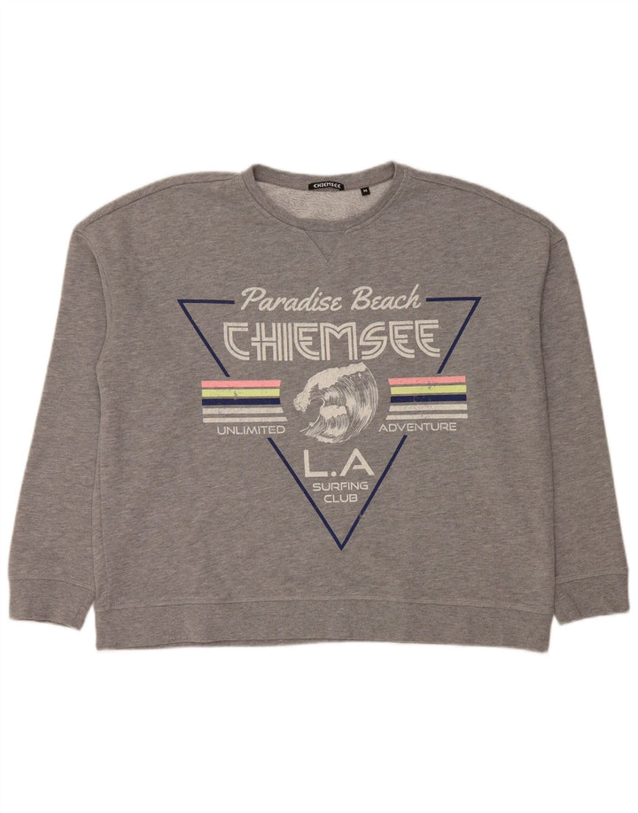 Felpa grafica da donna Chiemsee Maglione UK 14 Grigio medio chiazzato
