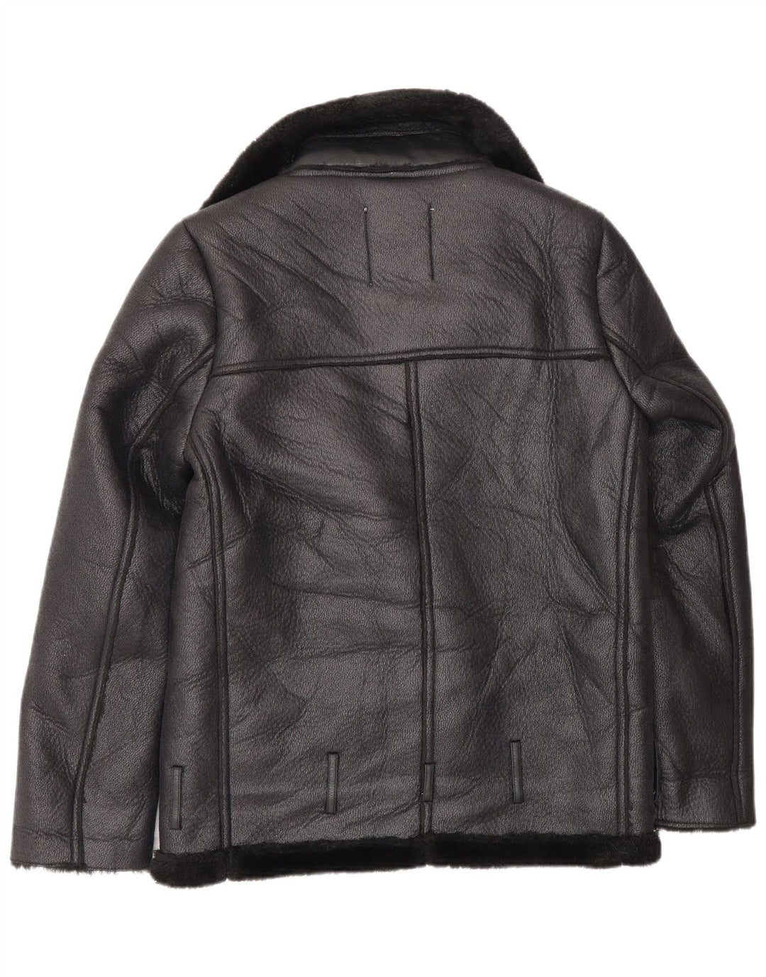 Giacca da motociclista Sherpa oversize da donna Zara, vestibilità ampia, UK 6 XS, poliestere nero