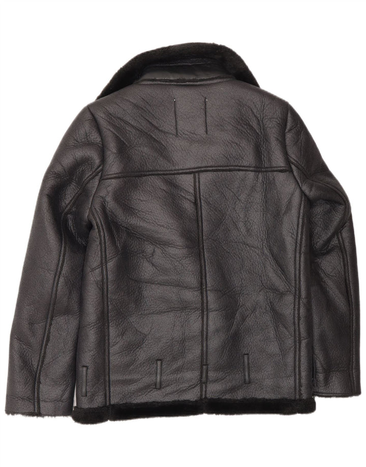 Giacca da motociclista Sherpa oversize da donna Zara, vestibilità ampia, UK 6 XS, poliestere nero
