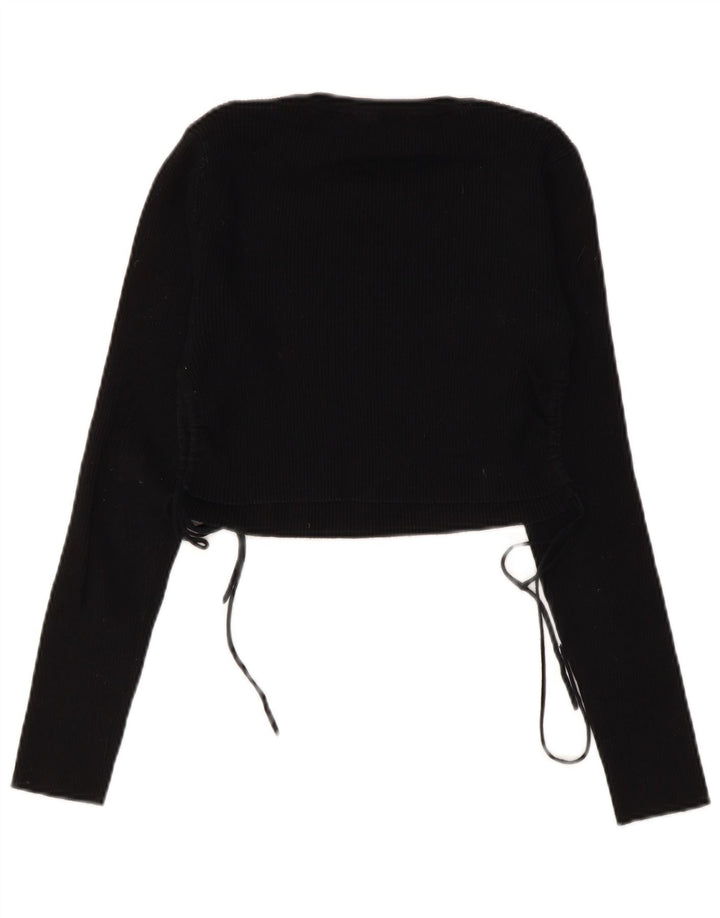 Top corto da donna Zara a maniche lunghe UK 14 grande nero