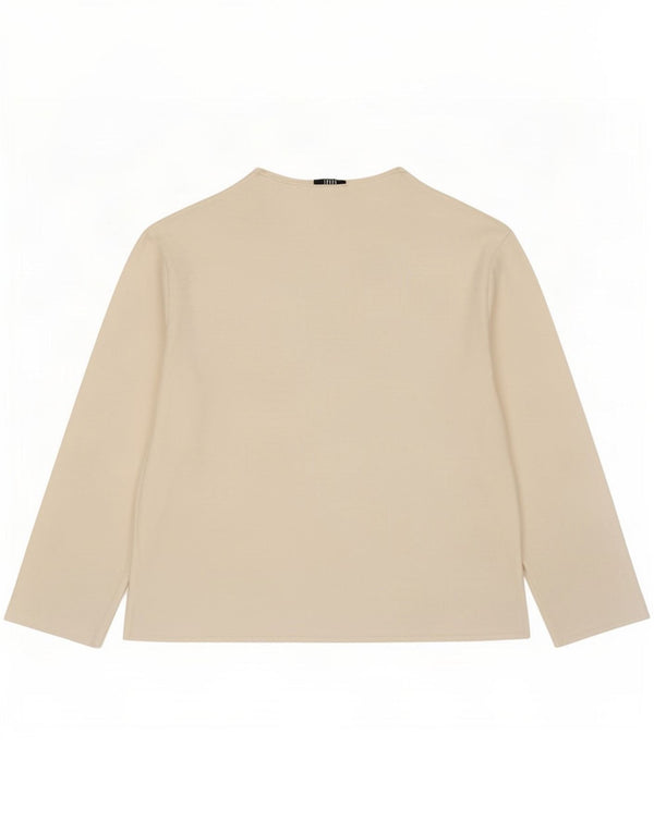 Zara Womens Top Long Sleeve UK 12 Medium Off White Cotton