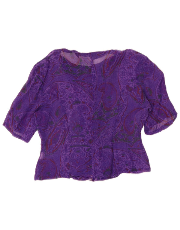 i Blues Donna Camicia a maniche corte corta Camicetta UK 10 Piccolo Paisley viola