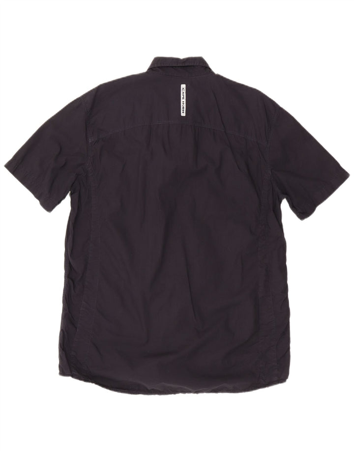 Camicia a maniche corte da uomo Cape Horn IT 52 Large in cotone blu navy