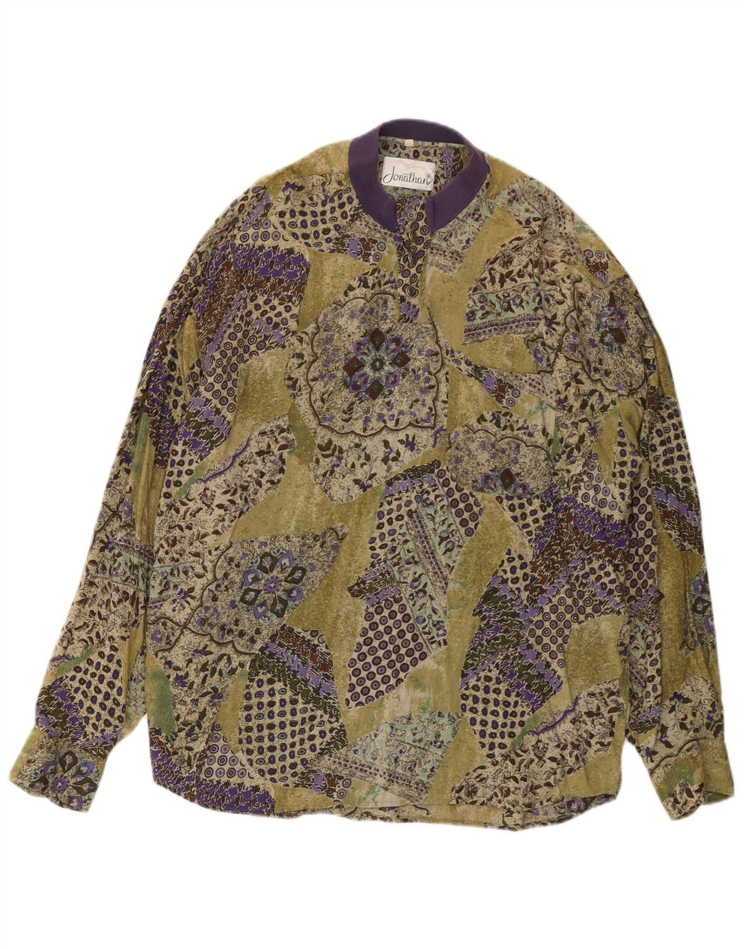 Camicia pullover vintage da uomo grande patchwork multicolore