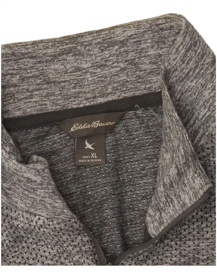 EDDIE BAUER Top da tuta pullover con zip e collo da uomo XL grigio chiazzato