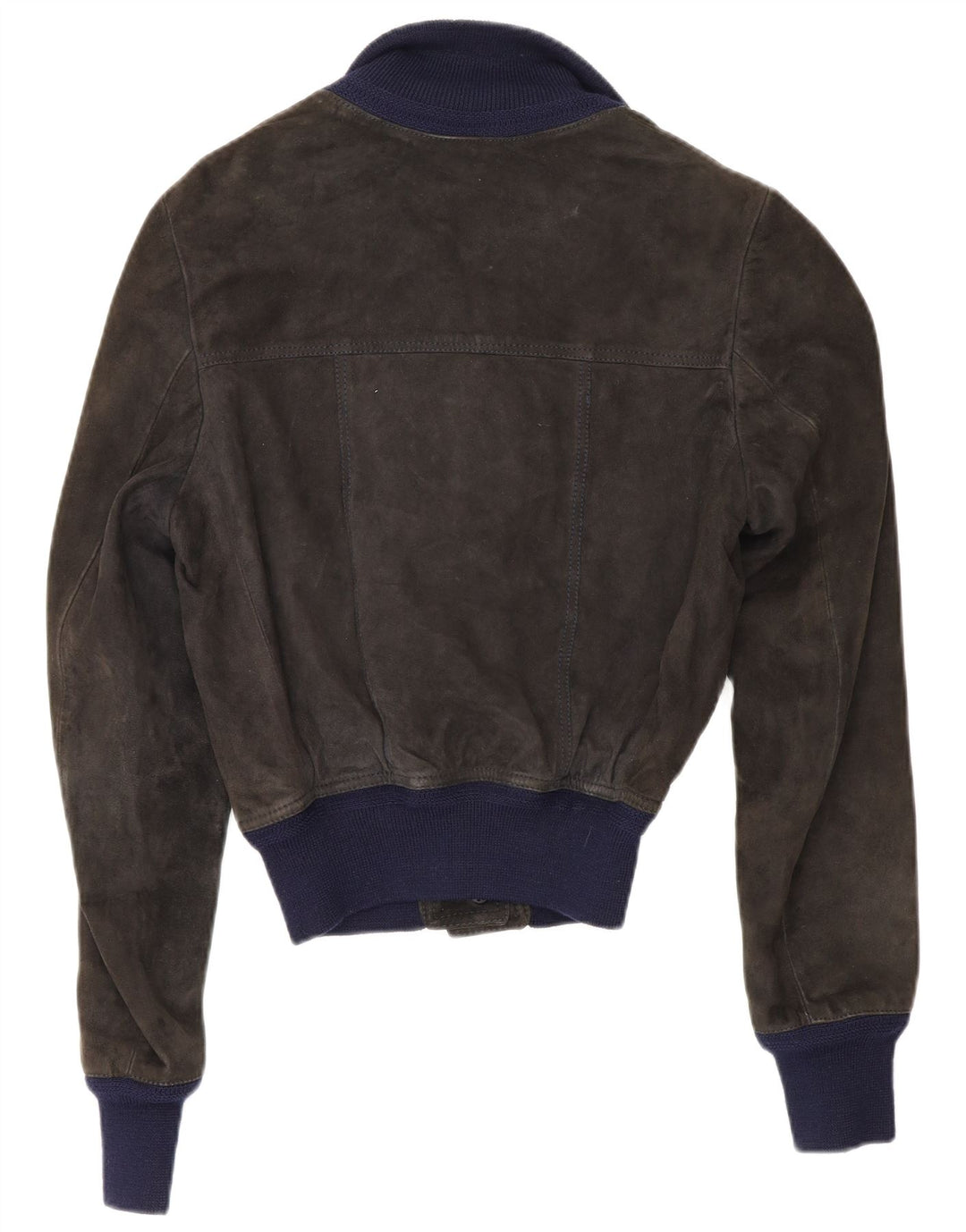 Giubbotto bomber in pelle scamosciata da donna Reda UK 10 piccolo in pelle nera color block