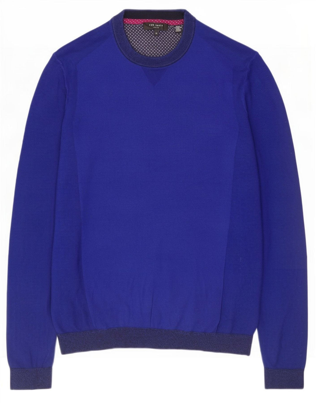Maglione maglione girocollo da uomo Ted Baker taglia 3 cotone medio blu navy