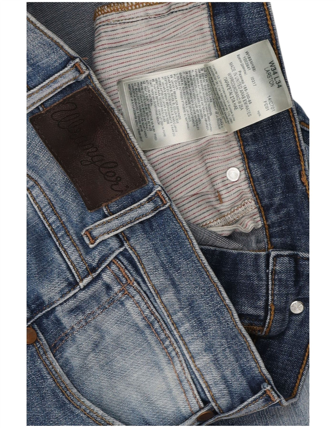 Jeans dritti da uomo Larston WRANGLER W34 L27 cotone blu