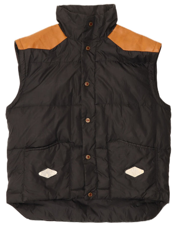 Gilet imbottito vintage da uomo UK 42 XL color block nero