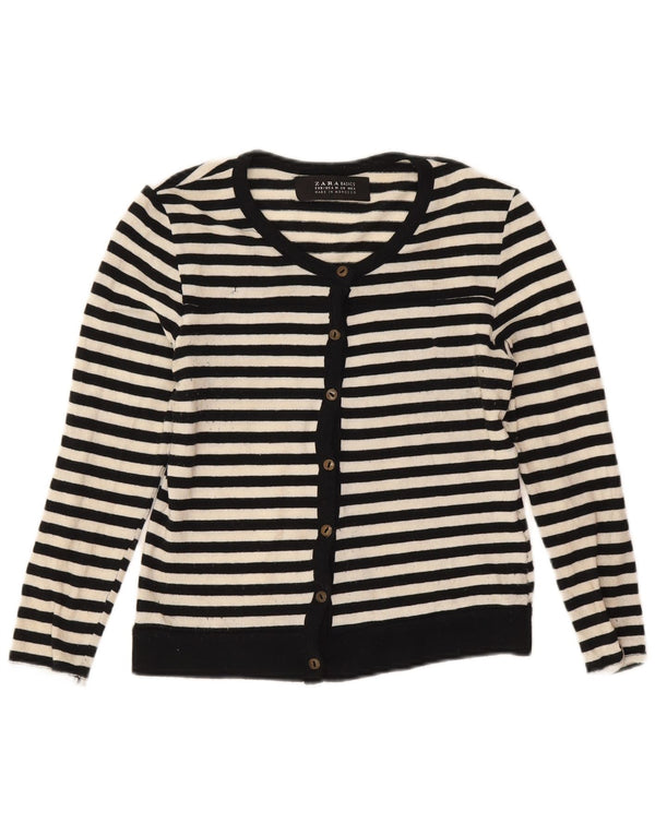 Maglione cardigan da donna Zara UK 14 Acrilico a righe blu navy medio