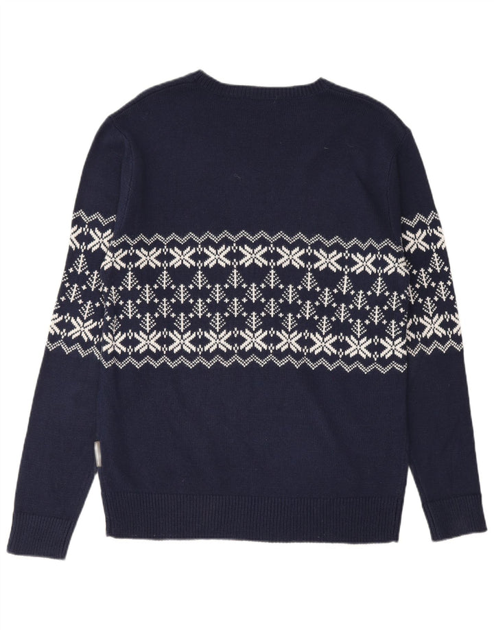 FRENCH CONNECTION Maglione da uomo girocollo maglione medio blu navy Fair Isle