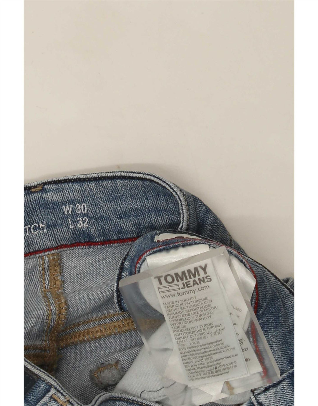 Jeans slim da uomo Tommy Hilfiger W30 L32 cotone blu