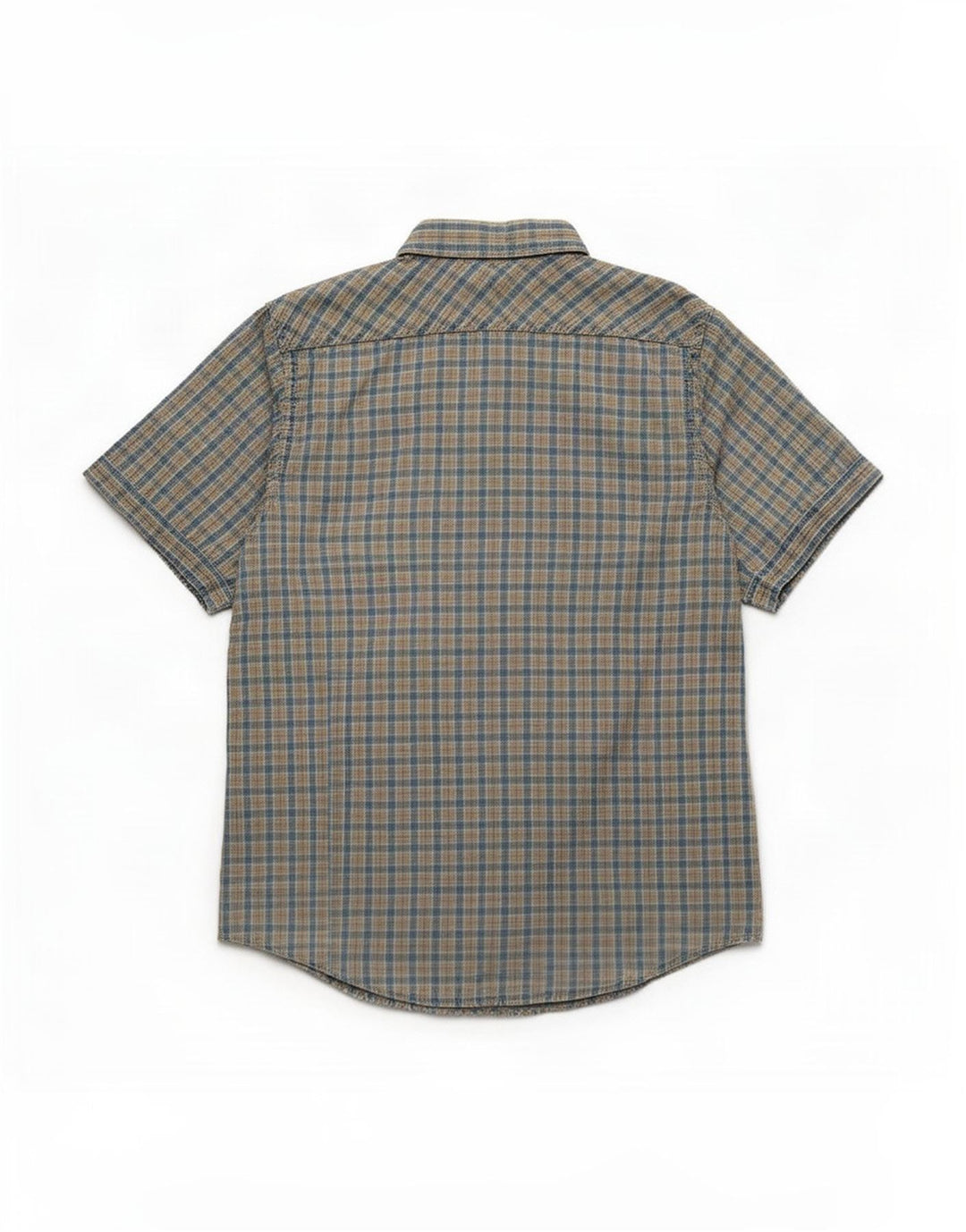 Camicia da uomo a maniche corte personalizzata Marlboro Classics a quadri blu medio