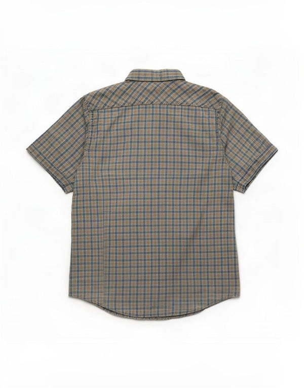 Camicia da uomo a maniche corte personalizzata Marlboro Classics a quadri blu medio