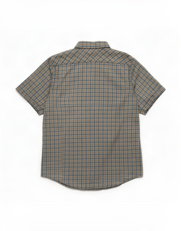 Camicia da uomo a maniche corte personalizzata Marlboro Classics a quadri blu medio