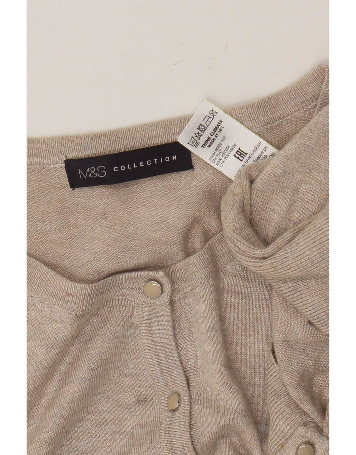 Maglione cardigan da donna Marks & Spencer UK 14 Viscosa screziata beige medio
