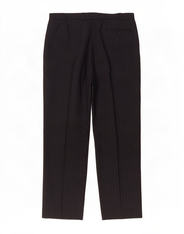 Pantaloni da abito con pegging da uomo Marks & Spencer W38 L29 gessato blu navy