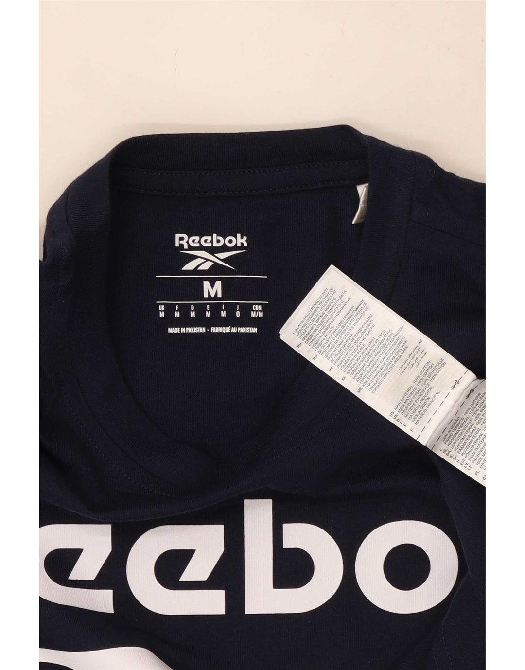 T-shirt grafica da uomo Reebok Top in cotone blu navy medio