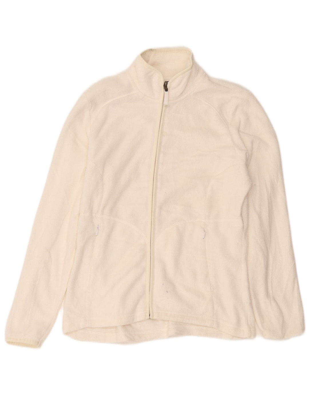 Giacca in pile da donna Marks & Spencer UK 12 poliestere bianco sporco medio