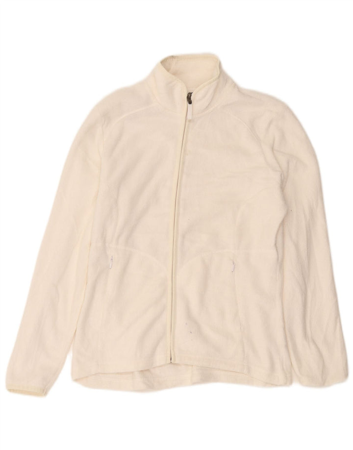 Giacca in pile da donna Marks & Spencer UK 12 poliestere bianco sporco medio