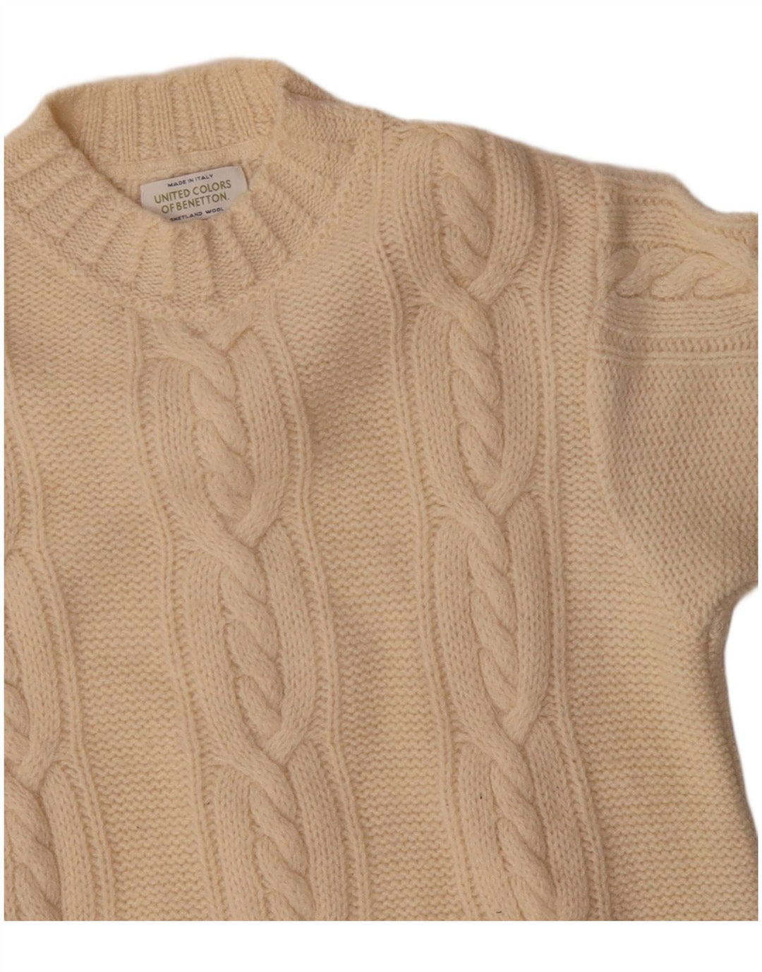 Maglione da donna Benetton con collo alto, UK 14, grande, in lana bianca