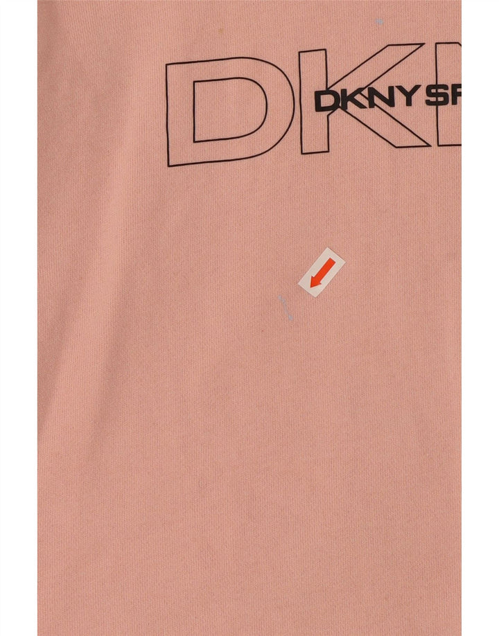 DKNY Womens Graphic Oversized Sweatshirt Jumper UK 14 Medium Pink Cotton Vintage Dkny and Second-Hand Dkny from Messina Hembry 