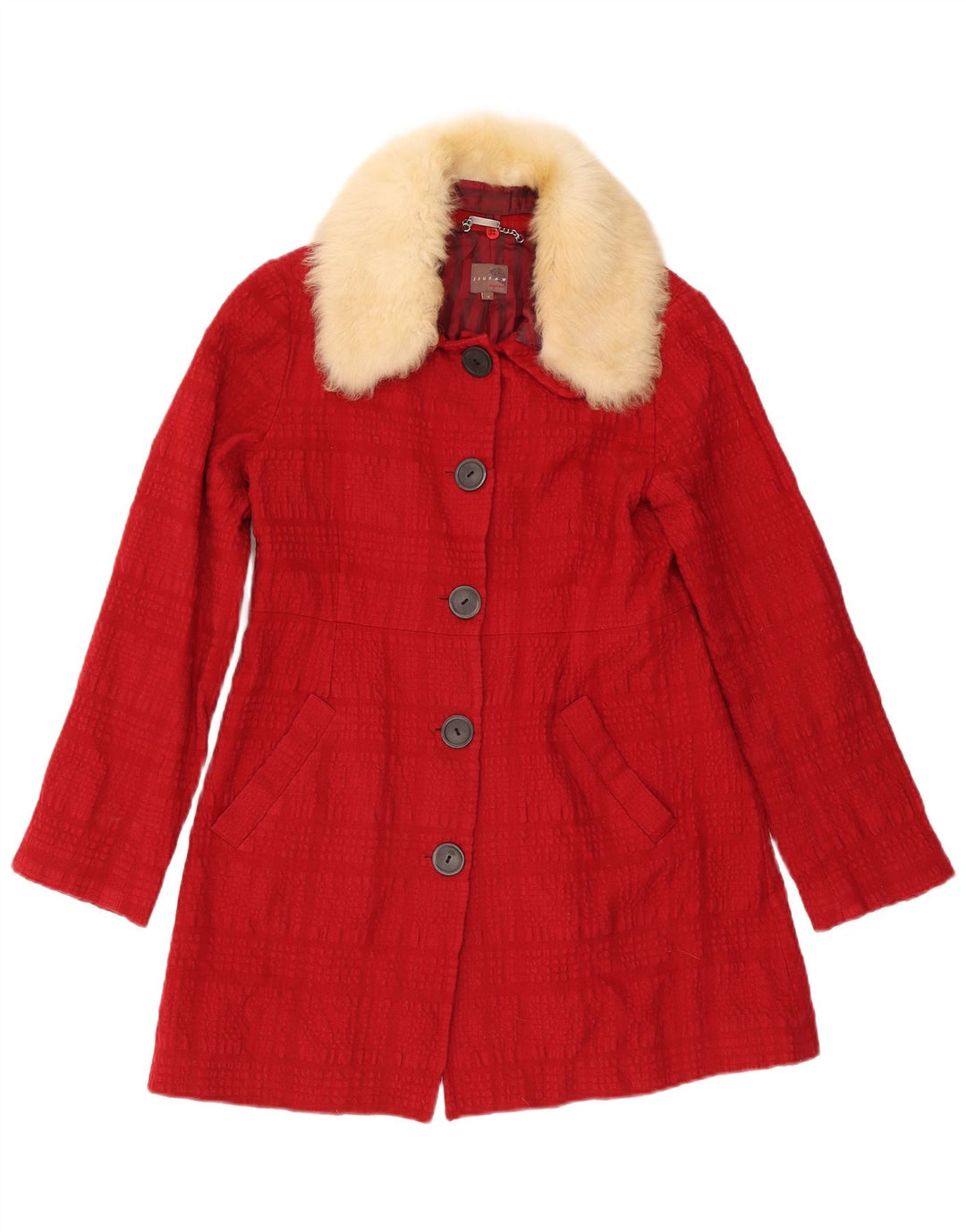 Soprabito da donna Jigsaw UK 8 piccolo cotone a quadri rossi